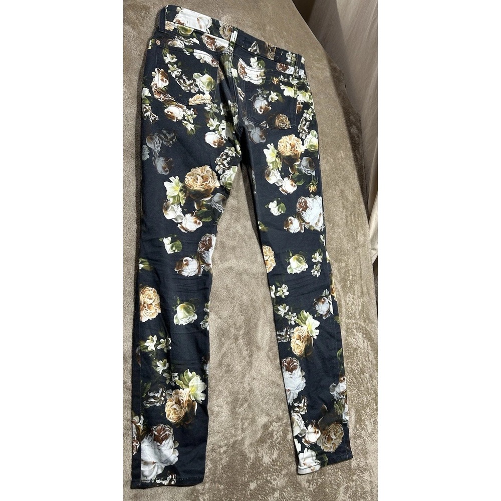 7 For All Mankind Womens 26 The Skinny Jeans Dark Floral Print Stretch USA - Picture 2 of 13